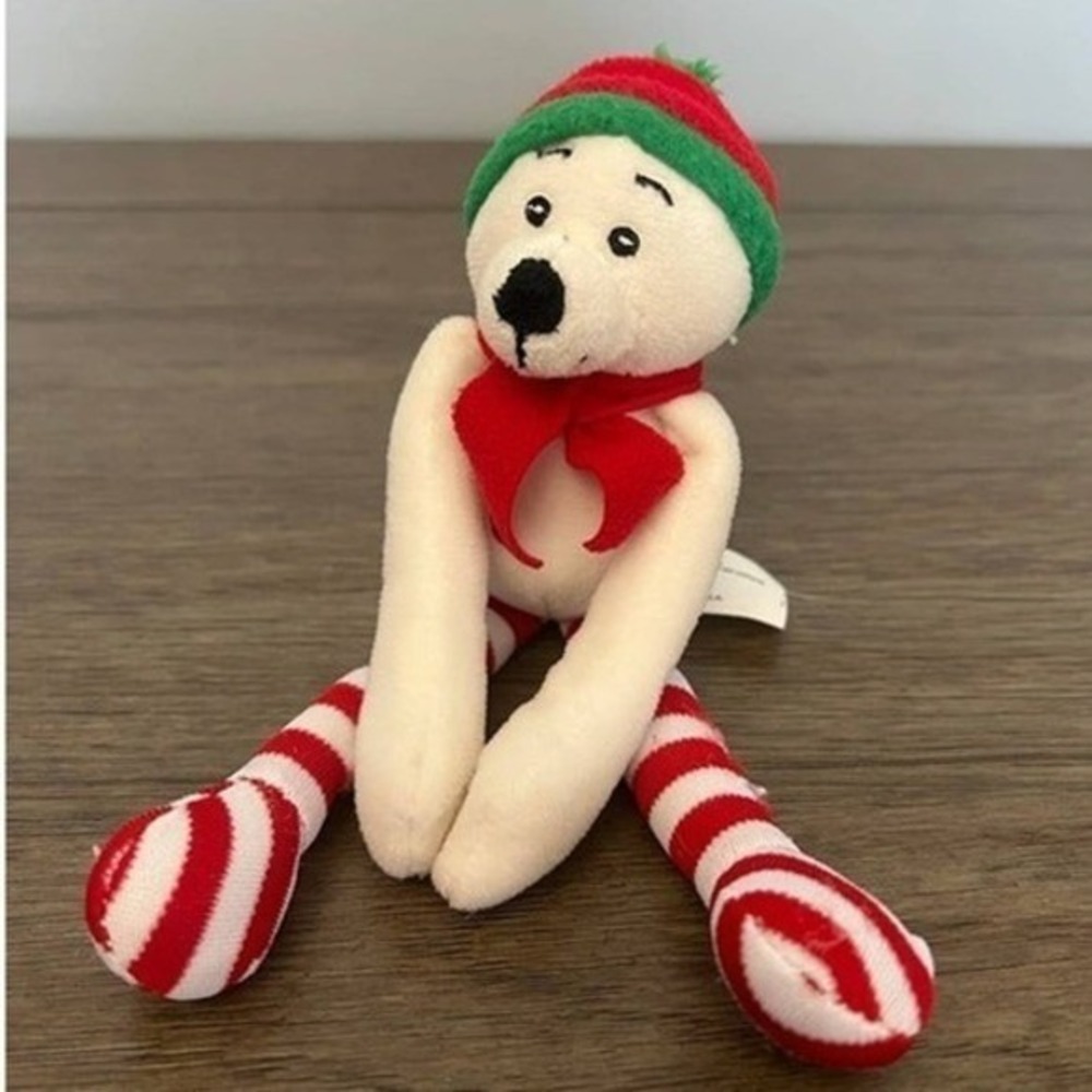 Kellytoy Christmas Polar Bear Plush Candy Cane Legs Scarf Hat Kids‎ Toy